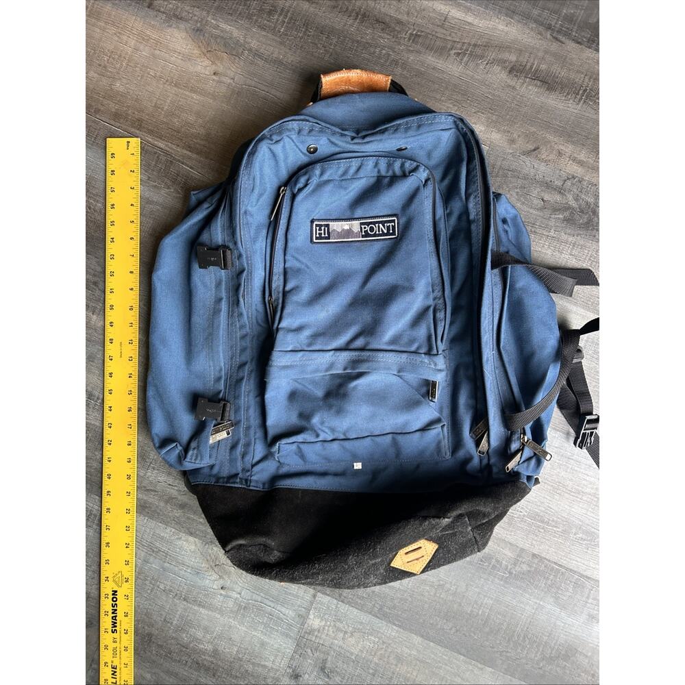 Vintage Hi Point Camping Backpack Blue W/Internal Frame Hiking Daypack Korea